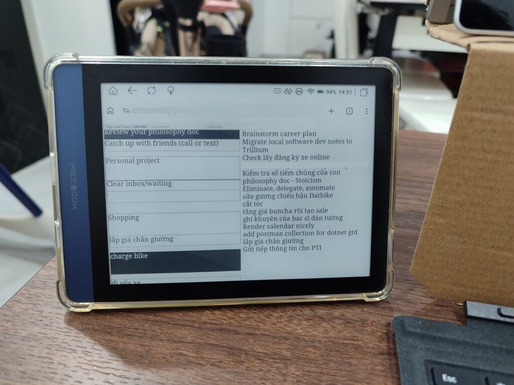 Productivity dashboard with calendar view
